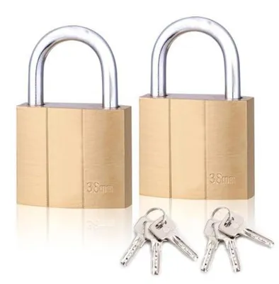 Image de Cadenas avec clé, en laiton, 38 mm, lot de 2, avec 6 clés