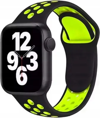 Image de Bracelet sport pour Apple Watch 1 2 3 4 5 6 SE 42/44 MM Noir - Lime