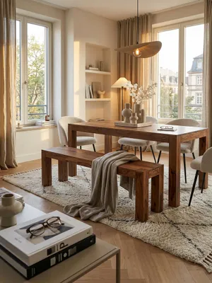 Produktbild von Esszimmer Sitzbank MUMBAI Massiv-Holz Sheesham 140 x 45 x 35 cm Holz-Bank Natur-Produkt Küchenbank im Landhaus-Stil