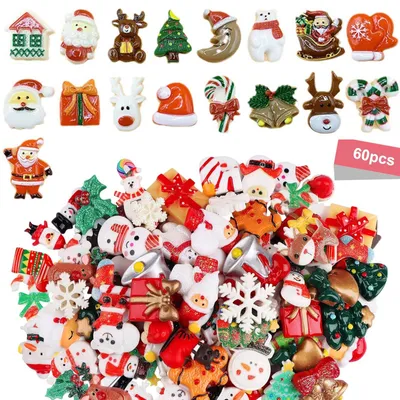 60er Set Mini Weihnachtsfiguren aus Harz für DIY Deko