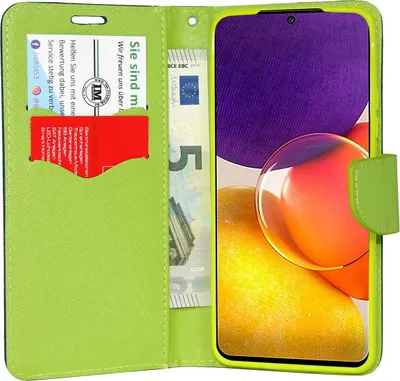 Image de cofi1453® Etui livre "Fancy" compatible avec SAMSUNG GALAXY A82 (A826S) Housse pour téléphone portable Etui portefeuille Housse de protection avec fonction support, porte-carte Bleu-Vert