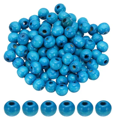Holzkugeln 10 mm, 100 Stück, himmelblau, für Makramee & DIY
