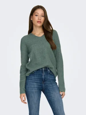 Produktbild von Warmer Strickpullover Stretch Sweater V-Ausschnitt Langarm ONLDANIELLA | XS