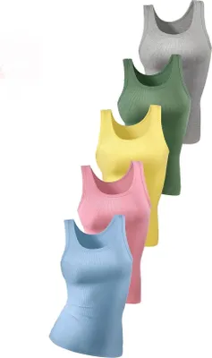 Produktbild von PETITE FLEUR petite fleur Unterhemd, 5 Stück hellblau, rosa, gelb, grün, grau-meliert Größe 38/40 (38)
