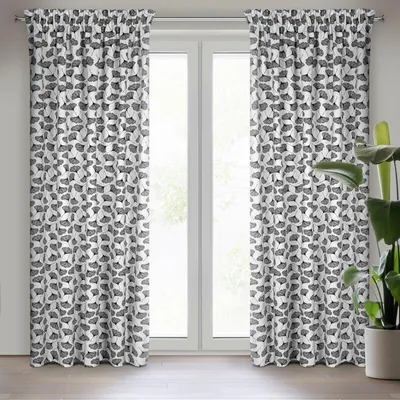 Produktbild von Vorhang KEMI weiß schwarz 140x270 cm Kräuselband