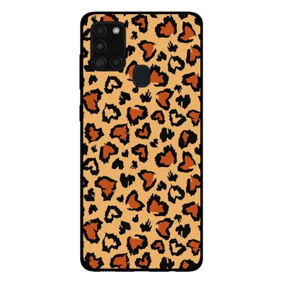 Productafbeelding van Smartphonica telefoonhoesje voor Samsung Galaxy A21s met tijgerprint - achterkant met panterprint - bruin