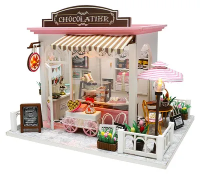 Produktbild von Puppenhaus Miniatur DIY Mini Haus Kit mit LED-Leuchten und Moebeln fuer Geschenkset