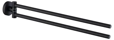 Produktbild von Schwarzes Drehbares Handtuchregal 2 Arme Edelstahl - Wandmontage Matt Schwarz