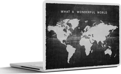Produktbild von MuchoWow® Laptop Aufkleber Sticker Cover Weltkarte - Vintage - Schwarz 25x18 cm - Laptop-Deko