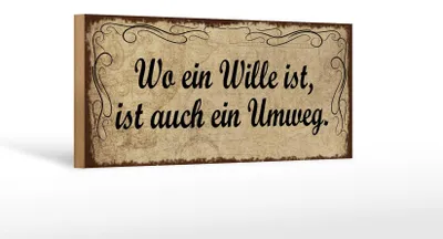 Produktbild von Holzschild Spruch 27x10cm wo Wille ist ist auch ein Umweg