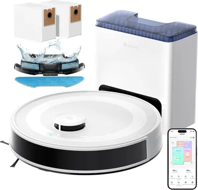 Produktbild von Saugroboter mit Wischfunktion - M2L PLUS - 6000 Pa Saugkraft - Selbstentleerender 2,2 l Staubbeutel - Laser-Navigation - 130 Min Laufzeit - HEPA-Filter
