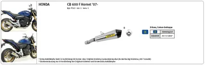 Produktbild von ARROW Auspuff X-KONE für Honda CB600F Hornet / CBR600F 2007-2013, Edelstahl