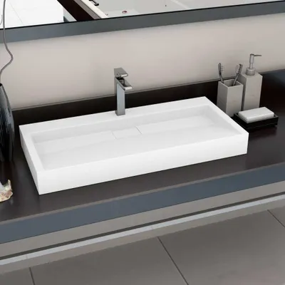 Produktbild von vidaXL Waschbecken 100 x 46 x 11 cm Mineralguss/Marmorguss Weiß