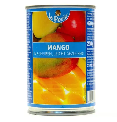 Produktbild von La Perla Mango in Scheiben 6x 230g leicht gezuckert Dose Thailand Obstkonserve