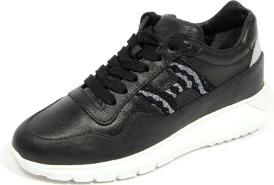 Produktbild von H3812 sneaker donna HOGAN INTERACTIVE3 Frau strass Schuhe glänzend schwarz/silber