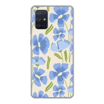 Produktbild von MuchoWow® Handyhülle Schutzhülle Hülle für Samsung Galaxy A51 5G Blume - Blau - Muster Silikon Softcase Handy Hülle - Abbildung