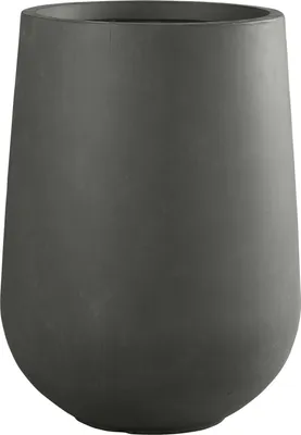 Produktbild von Dehner Blumenkübel Pflanztopf Curved, mit Bodenloch, Ø außen 40 cm/ Ø innen 31 cm, Höhe 55 cm, Fiberglas, grau