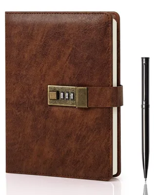 Immagine prodotto di Diario con chiusura a chiave, formato A5, 240 pagine, color marrone, con penna inclusa e confezione regalo