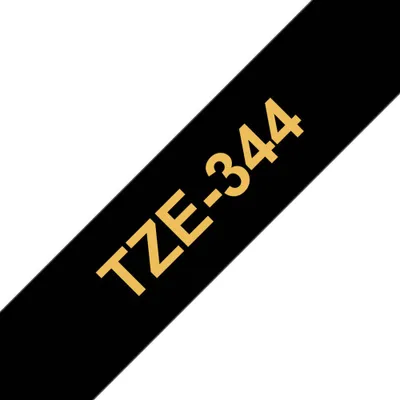 Image de Brother TZe 344 - Ruban laminé - or sur noir - Rouleau (1,8 cm x 8 m) - 1 rouleau(x) - pour P-Touch PT-1230, 18, 1830, 2030, 2110, 2430, 2730, 9700, 9800, E300, H300, H500, P700 (TZE344)