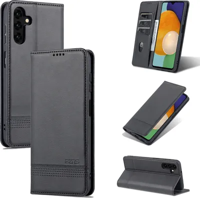 Produktbild von Galaxy A13 5G Leder Hülle, Klapphüllen Brieftasche Magnetverschluss Ständer Schutzhülle für Samsung Galaxy A13 5G Schwarz