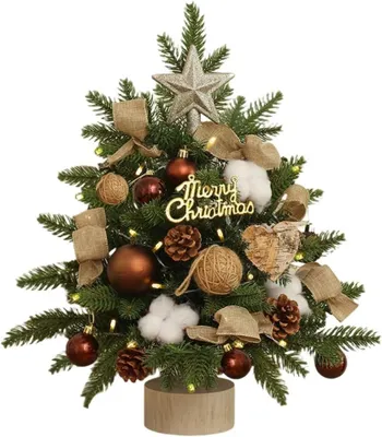 Produktbild von Weihnachtsbaum für Tischdekoration, Mini künstlicher Weihnachtsbaum mit hängenden Ornamenten und Geschenken für Neujahr Feiertag Haus Dekorationen