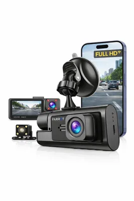 Immagine prodotto di Videocamera per auto FARROT a 3 canali, WiFi, Full HD 1080p, anteriore + posteriore + interni, modalità parcheggio, sensore G