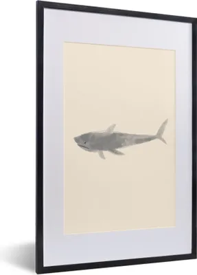 Produktbild von MuchoWow® MuchoWow® Gerahmtes Poster Fisch - Aquarell - Pastell 40x60 cm - Poster mit zchwarzem Bilderrahmen - Poster in Rahmen