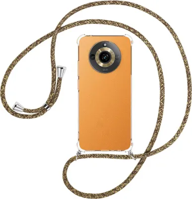 Produktbild von Handykette Backcover-Schutzhülle mit Band (Metall silberfarben) für Realme 11 5G (6.72'') - braun+beige