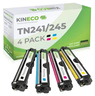 Zdjęcie produktu dla Kineco Toner (4 sztuki) to zamiennik dla zestawu Brother TN-241 TN-245, przeznaczony do drukarek: HL-3142CW, HL-3152CDW, HL-3172CDW, MFC-9142CDN, MFC-9332CDW, MFC-9342CDW, DCP-9022CDW