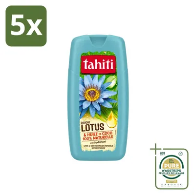 Immagine prodotto di 5 flaconi di gel doccia Tahiti, profumo di loto e olio di cocco, idratante, 250 ml - confezione risparmio - 5 pezzi