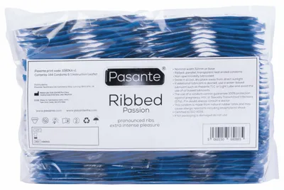 Zdjęcie produktu dla Pasante - Torebka Na Prezerwatywy Ribbed Passion 144 Sztuki