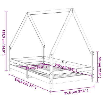 Immagine prodotto di vidaXL Letto per bambini 90x190 cm in legno di pino massiccio