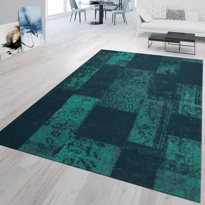 Produktbild von TT Home Wohnzimmer Teppich Kurzflor Marokkanisches Design Abstrakt Used Look Ornamente Größe 80x150 cm