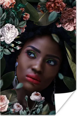 Produktbild von MuchoWow® Poster Frau - Blumen - Make-up 40x60 cm - Plakate für die Wand - Poster Babyzimmer