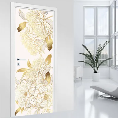 Image de Stickers pour porte - Lumaléa - Fleurs - Adhésif MAT - Largeur 73 x Hauteur 205 cm