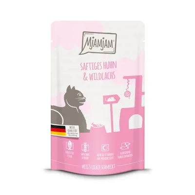 Produktbild von MjAMjAM - Quetschie - 12x125g Huhn & Wildlachs Getreidefreies Nassfutter für Katzen Alleinfuttermittel