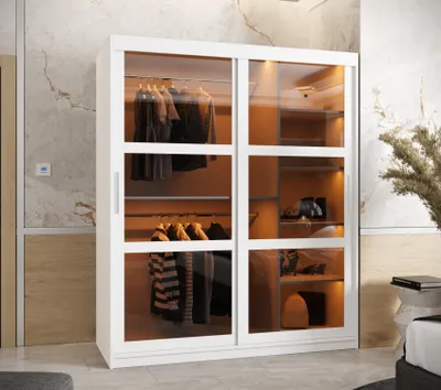 Produktbild von Kleiderschrank KATIE 3 - 150 cm, weiß/silber