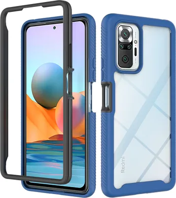 Produktbild von Redmi Note 10 Pro 4G Hülle, Transparente Rückseite Robust TPU Bumper Rutschfest Stoßfest Ganzkörper Schutzhülle für Xiaomi Redmi Note 10 Pro/Note 10 Pro Max Navy blau