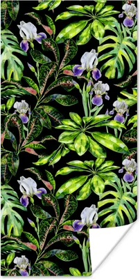 Produktbild von MuchoWow® Poster Blume - Blätter - Muster 60x120 cm - Wandschmuck