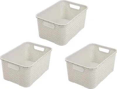 Produktbild von 3er-Set Körbe im Rattan-Design – Größe S (7 l) – Creme