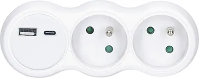 Produktbild von Solight Hub mit USB A+C Ladegerät, 2 x 10A, weiß