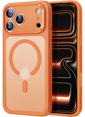 Productafbeelding van Telefoonschaal voor iPhone 17 Pro met camera-bediening, MagSafe, militaire bescherming, mat oranje