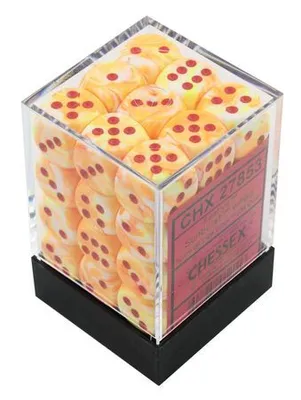 Produktbild von Chessex Festive Sunburst/rot D6 12mm Würfelset (36 Stück)