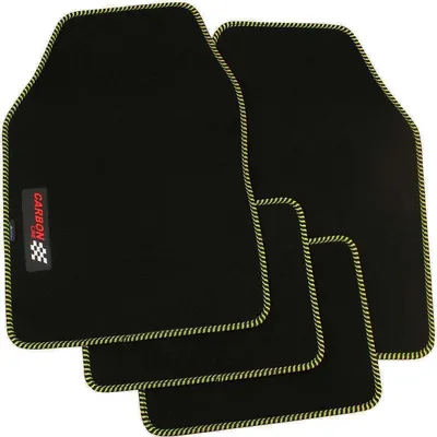 Produktbild von Autoteppich Universal Carbon, 4-teilig, mit Bi-Color Band, schwarz/gelb von PETEX