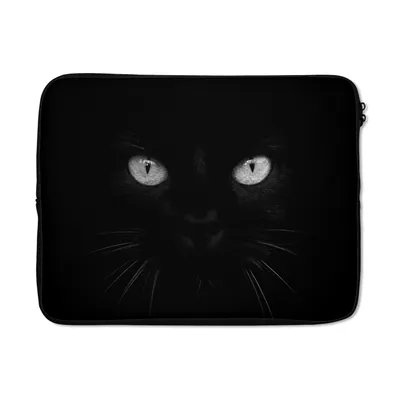 Produktbild von MuchoWow® Laptop Hülle 15 Zoll Nahaufnahme schwarze Katze - schwarz und weiß Laptoptasche - Laptoptasche - Sleeve - Rundum-Schutz