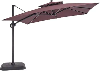 Imagen del producto de Sombrilla solar de 300 cm de diámetro con iluminación LED y protección UV 50+