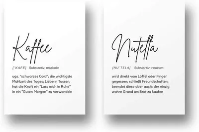 Productafbeelding van Set van 2 A4 Posters Keuken Kunst - Stijlvolle Zwart-Wit Decoratie met Definities