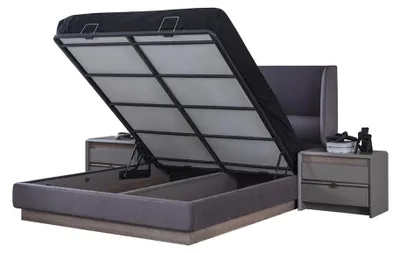 Produktbild von Schlafzimmer Set Luxus Komplettes Bett 2x Nachttisch Modern 3tlg Neu