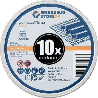 Immagine prodotto di WS24 10x dischi da taglio speciali 115 x 1 x 22 FastCut Inox in confezione metallica - WS24-100096