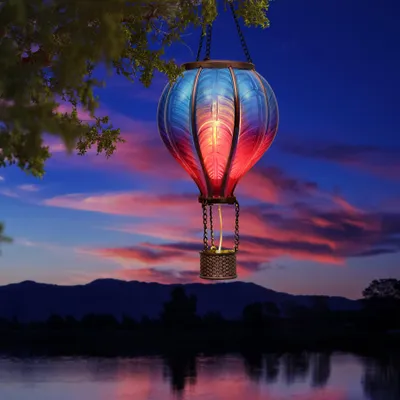 Solar-Hängelaterne, marokkanisch, 45 cm, Ballonform, Flammeneffekt
